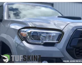 Tufskinz Headlight Accent Trim Fits 2016-2020 Toyota Tacoma 6 Piece Kit In Gloss Black