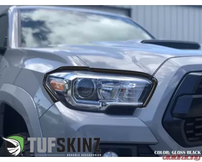 Tufskinz Headlight Accent Trim Fits 2016-2020 Toyota Tacoma 6 Piece Kit In Gloss Black - TAC063-BLK-G