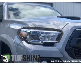 Tufskinz Headlight Accent Trim Fits 2016-2020 Toyota Tacoma 6 Piece Kit In Real Carbon Fiber(Raw)
