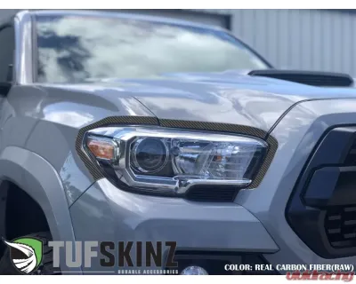 Tufskinz Headlight Accent Trim Fits 2016-2020 Toyota Tacoma 6 Piece Kit In Real Carbon Fiber(Raw) - TAC063-RCF-X
