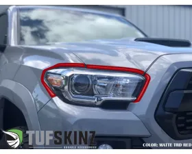 Tufskinz Headlight Accent Trim Fits 2016-2020 Toyota Tacoma 6 Piece Kit In OE Color Matte Trd Red