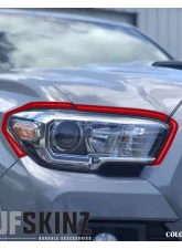 Tufskinz Headlight Accent Trim Fits 2016-2020 Toyota Tacoma 6 Piece Kit In OE Color Matte Trd Red                                     - TAC063-RED-M - Image 2