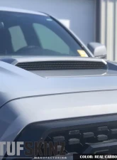 Tufskinz Inner Hood Scoop Accents Fits 2016-2020 Toyota Tacoma 3 Piece Kit In Real Carbon Fiber(Raw)                                     - TAC067-RCF-X - Image 2