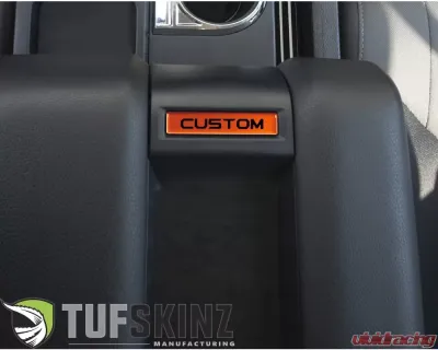 Tufskinz Center Console Badge Custom Text Option Fits 2014-2020 Tundra (Inferno Similar To Exterior Inferno Orange) - TUN016-FNO-029-G