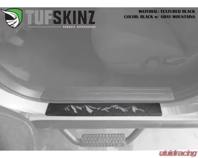 Tufskinz Door Sill Protection Kit Fits 2007-2020 Toyota Tundra Front Doors In Textured Black W/Mountain Logo(Gray) - TUN037-TFLMP-MTN-X