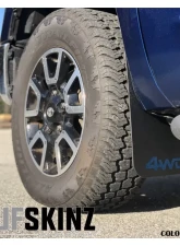 Tufskinz Front Mud Flaps Fits 2014-2020 Toyota Tundra 2 Piece Kit In Black Textured With Cavalry Blue "4X4" Logo                                     - TUN041-ABT-209-X - Image 2