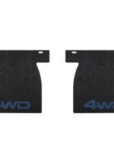 Tufskinz Front Mud Flaps Fits 2014-2020 Toyota Tundra 2 Piece Kit In Black Textured With Cavalry Blue "4X4" Logo                                     - TUN041-ABT-209-X - Image 2