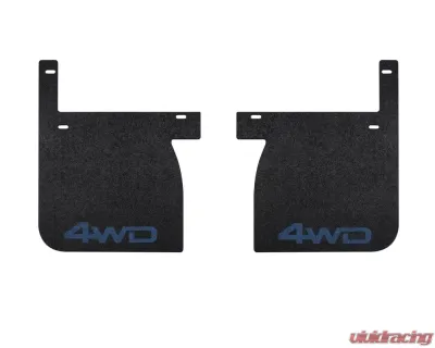 Tufskinz Front Mud Flaps Fits 2014-2020 Toyota Tundra 2 Piece Kit In Black Textured With Cavalry Blue "4X4" Logo - TUN041-ABT-209-X