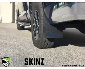 Tufskinz Rear Mud Flaps Fits 2014-2020 Toyota Tundra 2 Piece Kit In Black Textured With Cavalry Blue 