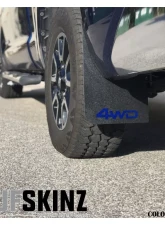 Tufskinz Rear Mud Flaps Fits 2014-2020 Toyota Tundra 2 Piece Kit In Black Textured With Voodoo Blue "4X4" Logo                                     - TUN042-ABT-210-X - Image 2