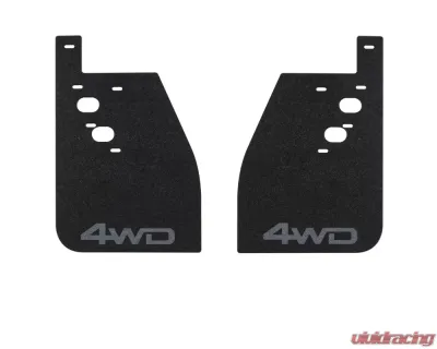 Tufskinz Rear Mud Flaps Fits 2014-2020 Toyota Tundra 2 Piece Kit In Black Textured With Cement Gray "4X4" Logo - TUN042-ABT-212-X