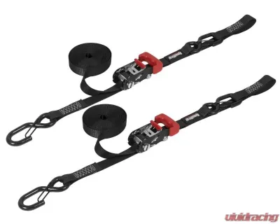SpeedStrap 1" x 15' Ratchet Tie Down w/ Snap 'S' Hooks and Soft Tie (2 Pack) - Black - 11801-2