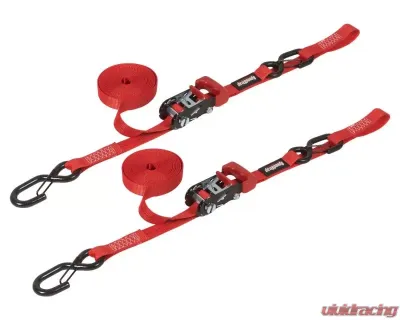 SpeedStrap 1" x 15' Ratchet Tie Down w/ Snap 'S' Hooks and Soft Tie (2 Pack) - Red - 11803-2