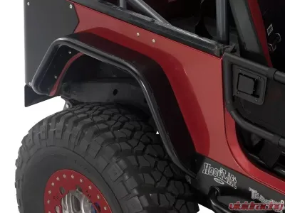 Warrior Products Rear Tube Flares 4.5" Wide Smooth Black Jeep YJ Wrangler 87-96 - S7322