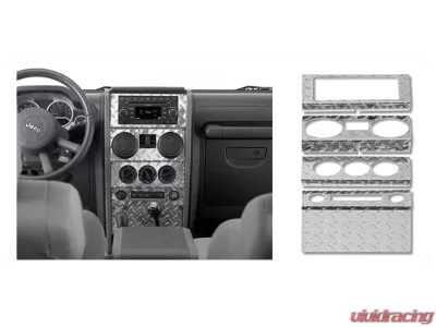 Warrior Products Dash Panel Overlay Power Windows Smooth Black 4 Door Plate Jeep JK Wrangler | Unlimited 07-08 - S90403