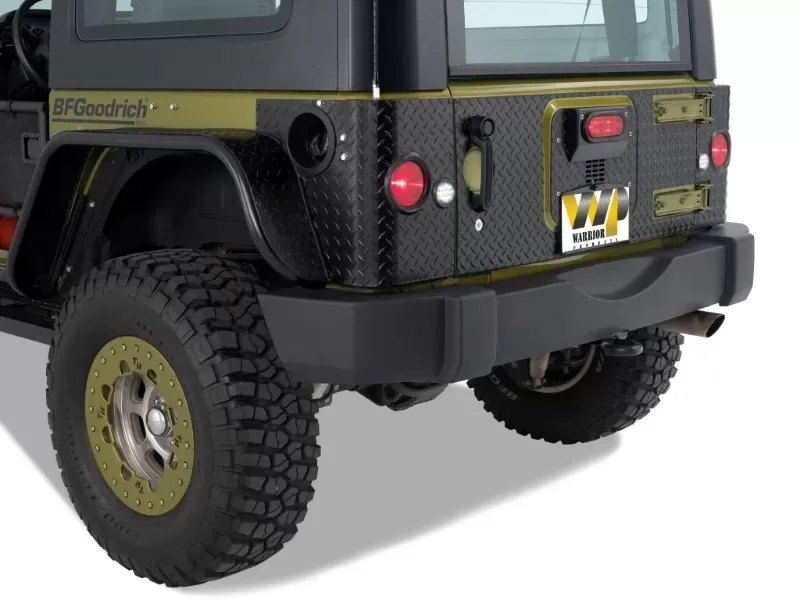 Warrior Products Rear Corner w/Cutouts For LED Lights Smooth Black Jeep JK Wrangler 4 Door 07-17 - S926A