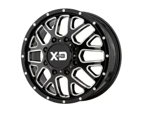 XD Series XD843 Grenade Dually Wheel 20x8.25 8x8x210 +127mm Gloss Black Milled - Front
