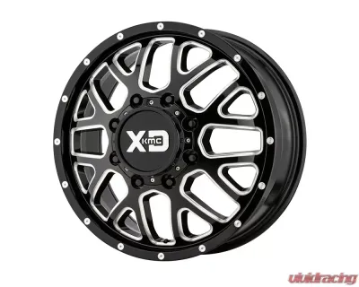 XD Series XD843 Grenade Dually Wheel 20x8.25 8x8x210 +127mm Gloss Black Milled - Front - XD843208893127