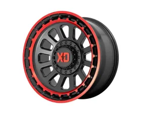 XD XD856 Omega Wheel 17x9 6x135/6x139.7 -12mm Satin Black Machined Lip With Red Tint