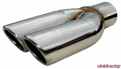 Pypes Exhaust 2.5" To Dual 22.5" Slip Fit Clamp-On Polished Stainless Steel Rolled Edge Tail Pipe Tip Set Pair - EVT19S