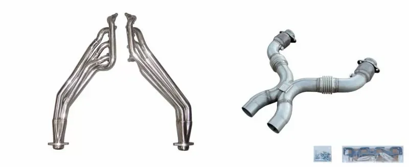 Pypes Exhaust Long Tube with Catted X-Pipe Polished Stainless Steel Header Ford Mustang 2011-2014 - HDR76SK-1