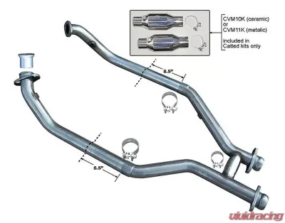 Pypes Exhaust H-Pipe Catted 2.5" H-Pipe Stainless Steel Ford Mustang 1999-2004 - HFM36