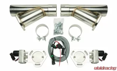 Pypes Exhaust 3" Aluminum Stainless Steel Dual Y-Exhaust Electric Dump Cutout - HVE10K3