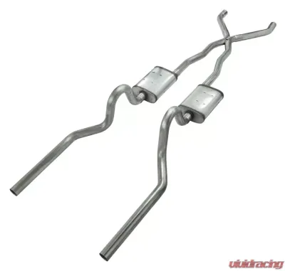 Pypes Exhaust Crossmember-Back X-Pipe Exhaust Split Rear Dual Exit 2.5" Street Pro Muffler Mercury Cougar 1967-1970 - SFC01S