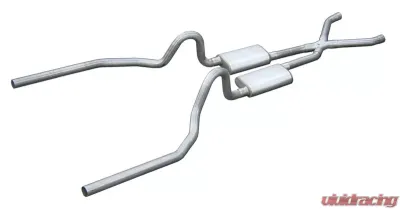 Pypes Exhaust Crossmember-Back X-Pipe Exhaust Split Rear Dual Exit 2.5" Street Pro Mufflers Ford Mustang 1965-1970 - SFM03S