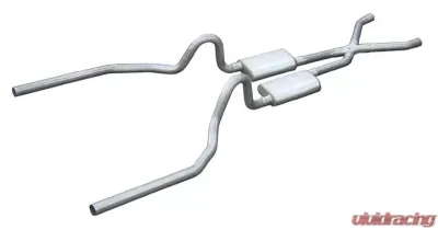 Pypes Exhaust Crossmember-Back X-Pipe Exhaust Split Rear Dual Exit 2.5" No Muffler Ford Mustang 1971-1973 - SFM04