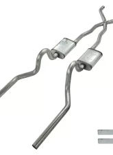 Pypes Exhaust Crossmember-Back X-Pipe Exhaust Split Rear Dual Exit 2.5" Street Pro Muffler Ford Mustang Convertible 1965-1970                                     - SFM05S - Image 3