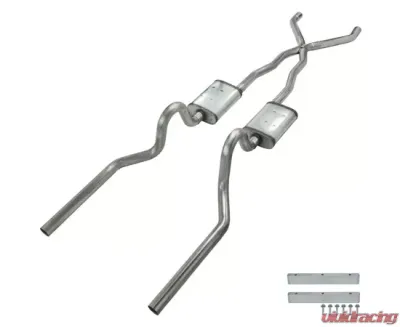 Pypes Exhaust Crossmember-Back X-Pipe Exhaust Split Rear Dual Exit 2.5" Street Pro Muffler Ford Mustang Convertible 1965-1970 - SFM05S