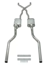 Pypes Exhaust Crossmember-Back X-Pipe Exhaust Split Rear Dual Exit 2.5" Street Pro Muffler Ford Mustang Convertible 1965-1970                                     - SFM05S - Image 2