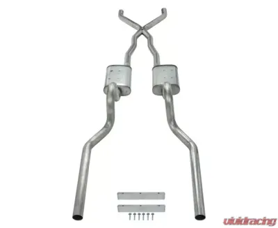 Pypes Exhaust Crossmember-Back X-Pipe Exhaust Split Rear Dual Exit 2.5" Street Pro Muffler Ford Mustang Convertible 1965-1970 - SFM05S