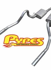 Pypes Exhaust Catback Exhaust Split Rear Dual Exit 2.5" Mufflers 3" Polished Tips Stainless Steel Ford Mustang LX/GT 1979-1997                                     - SFM16V - Image 2