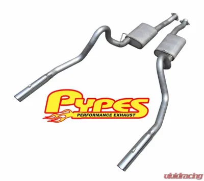 Pypes Exhaust Catback Exhaust Split Rear Dual Exit 2.5" Mufflers 3" Polished Tips Stainless Steel Ford Mustang LX/GT 1979-1997 - SFM16V