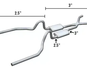Pypes Exhaust Crossmember-Back Hybrid Exhaust 3 x 2.5