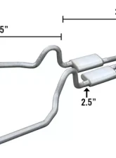 Pypes Exhaust Crossmember-Back Hybrid Exhaust 3 x 2.5" X-Pipe Race Pro Mufflers Ford Mustang 1965-1970                                     - SFM33R - Image 2