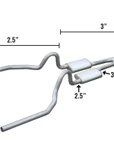 Pypes Exhaust Crossmember-Back Hybrid Exhaust 3 x 2.5" X-Pipe Violator Mufflers Ford Mustang 1965-1970                                     - SFM33V - Image 2