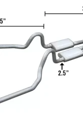 Pypes Exhaust Crossmember-Back Hybrid Exhaust 3 x 2.5" X-Pipe Race Pro Muffler Ford Mustang 1971-1973                                     - SFM34R - Image 2