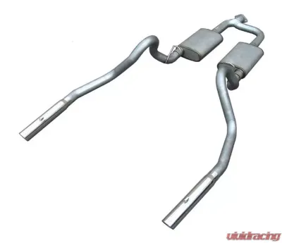 Pypes Exhaust Catback Dual Exhaust 2.5" Street Pro Mufflers 3" Black Tips Stainless Steel Ford Mustang V6 1998-2004 - SFM54B