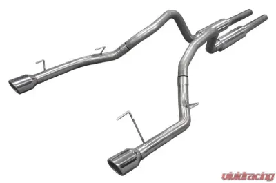 Pypes Exhaust Catback Mid Muffler Dual Exhaust 2.5" M80 Mufflers 4" Polished Tips Stainless Steel Ford Mustang GT 2005-2010 - SFM66