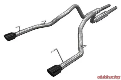 Pypes Exhaust Catback Mid Muffler Dual Exhaust 2.5" M80 Mufflers 4" Black Tips Stainless Steel Ford Mustang GT 2005-2010 - SFM66BLK