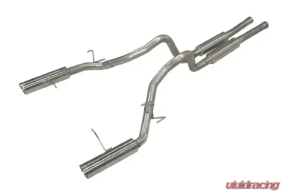 Pypes Exhaust Catback Super System Dual Exhaust 2.5" M80 Mufflers 4" Polished Tips Stainless Steel Ford Mustang GT 2011-2014 - SFM76M