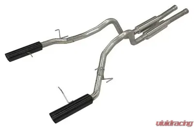 Pypes Exhaust Catback Super System Dual Exhaust 2.5" M80 Mufflers 4" Black Tips Stainless Steel Ford Mustang GT 2011-2014 - SFM76MB