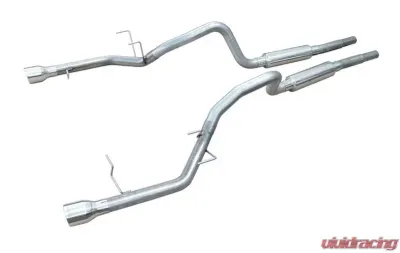 Pypes Exhaust Catback Mid Muffler Dual Exhaust 2.5" M80 Mufflers 4" Polished Tips Stainless Steel Ford Mustang V6 2011-2014 - SFM79