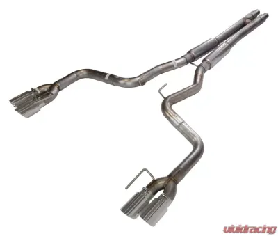 Pypes Exhaust Catback Exhaust H-Pipe Split Rear Quad Exit 3" Quad Polished Tips Mid Muffler Stainless Steel Ford Mustang GT 2018+ - SFM87MH