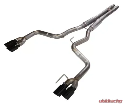 Pypes Exhaust Catback Exhaust H-Pipe Split Rear Quad Exit 3" Quad Black Coated Tips Mid Muffler Stainless Steel Ford Mustang GT 2018+ - SFM87MHB