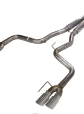 Pypes Exhaust Catback Exhaust X-Pipe Split Rear Quad Exit 3" Quad Polished Tips Mid Muffler Stainless Steel Ford Mustang GT 2018+                                     - SFM87MX - Image 2