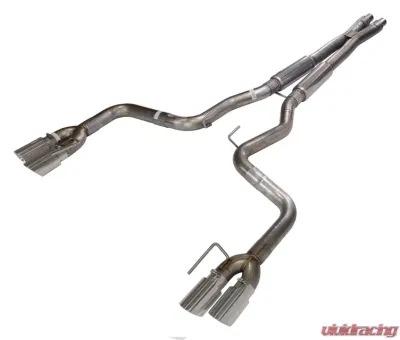 Pypes Exhaust Catback Exhaust X-Pipe Split Rear Quad Exit 3" Quad Polished Tips Mid Muffler Stainless Steel Ford Mustang GT 2018+ - SFM87MX